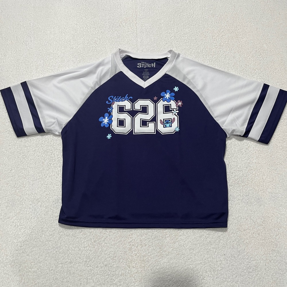 NEW!! Disney Lilo and Stitch Sports Jersey #626 Blue‎ and White - Size: XL